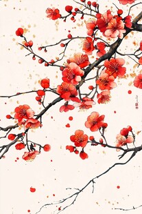 红梅绽放图