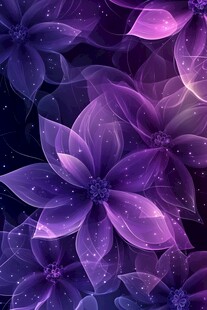 梦幻紫色花朵星空背景图