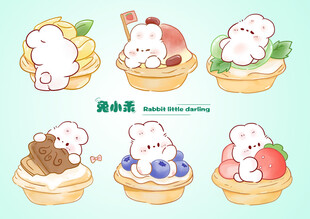 可爱仓鼠与甜点插画