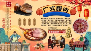 广式腊肉背景墙