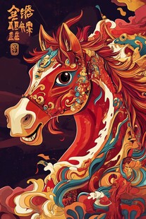 金鬃赤马祥瑞图