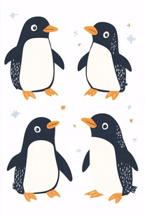 可爱企鹅插画集合