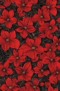 红色花卉无缝图案背景