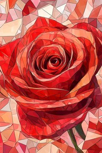 马赛克风格红玫瑰图案