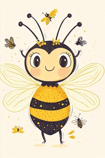 可爱蜜蜂插画 萌趣小蜜蜂