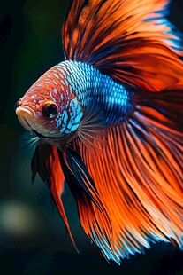 色彩斑斓的暹罗斗鱼特写