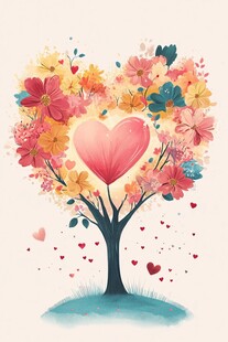 爱心繁花树 浪漫满心间