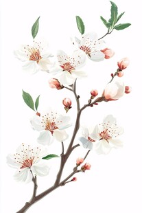 枝头绽放的美丽杏花