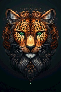奇幻豹头 野性与艺术的融合