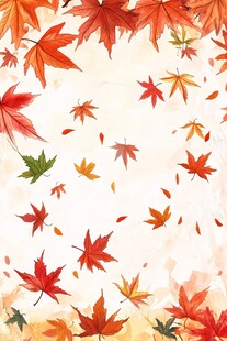秋日枫叶飘落唯美背景图