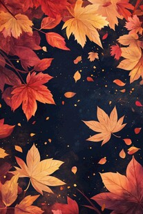 秋夜枫叶纷飞梦幻图景