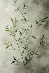 简约绿植枝蔓绘画艺术图
