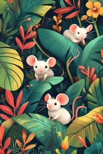 丛林中的可爱小白鼠