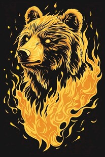 火焰熊头插画