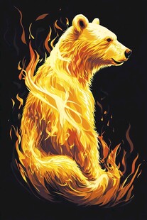 火焰熊熊的坐立白熊