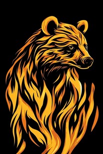 火焰熊头插画