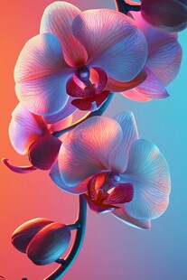 梦幻渐变蝴蝶兰花朵特写