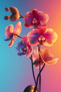 梦幻渐变色彩的美丽蝴蝶兰