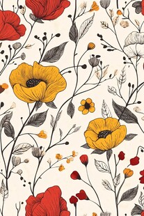 手绘花卉图案背景纹理