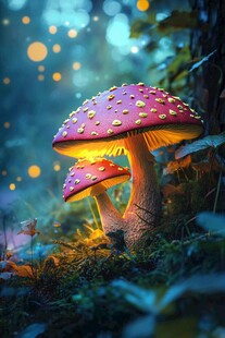 梦幻森林中的发光蘑菇