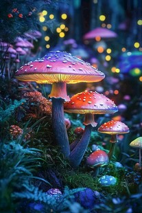 梦幻森林中的奇幻蘑菇世界