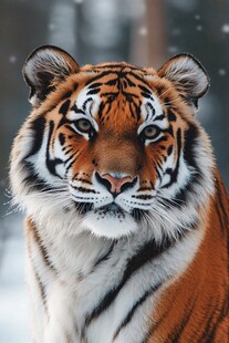 雪地中的威严老虎