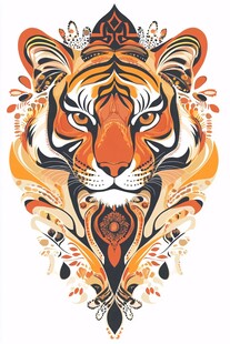 老虎图腾插画 独特艺术风