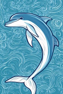 跃动海豚与梦幻海洋波纹