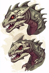 双头恐龙插画形象展示