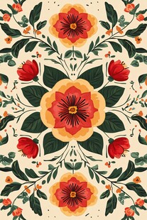 花卉几何图案装饰纹样