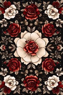 复古花卉图案精美印花