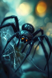 黑暗中的神秘黑蜘蛛