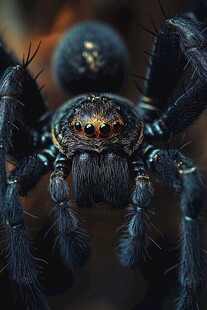 神秘黑蜘蛛的特写瞬间