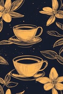 金色花茶插画 静谧美好