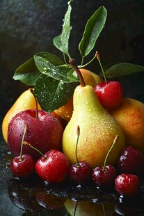 鲜润梨与樱桃的诱人组合