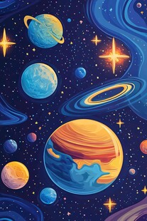 梦幻宇宙星球插画