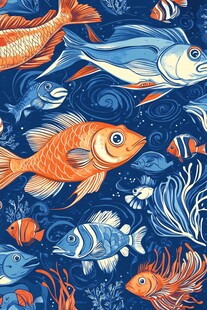 海洋鱼群的梦幻图案世界