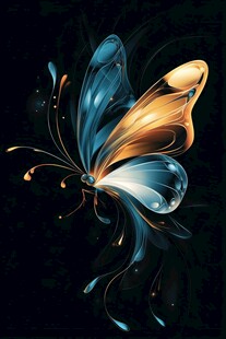 梦幻渐变色彩蝴蝶插画