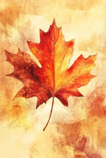 秋意枫叶水彩画
