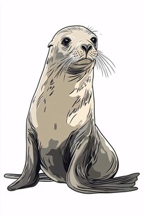 可爱海狮插画形象