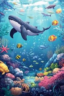 梦幻海底世界 鲸鱼与群鱼