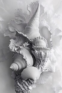 黑白贝壳艺术特写