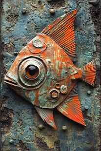 金属风锈蚀鱼形艺术雕塑