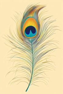 梦幻孔雀羽毛插画艺术