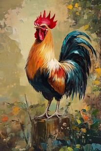 雄鸡图 色彩斑斓的农场卫士