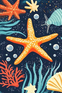 海底世界 海星与海洋生物