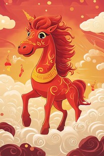 瑞兽红马腾云贺岁