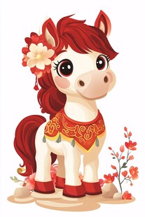 萌趣中国风小马插画