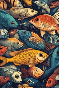 多彩群鱼插画