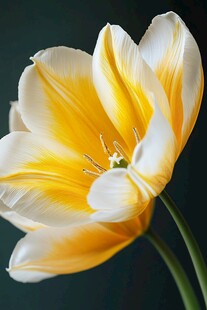 黄白相间的优雅郁金香